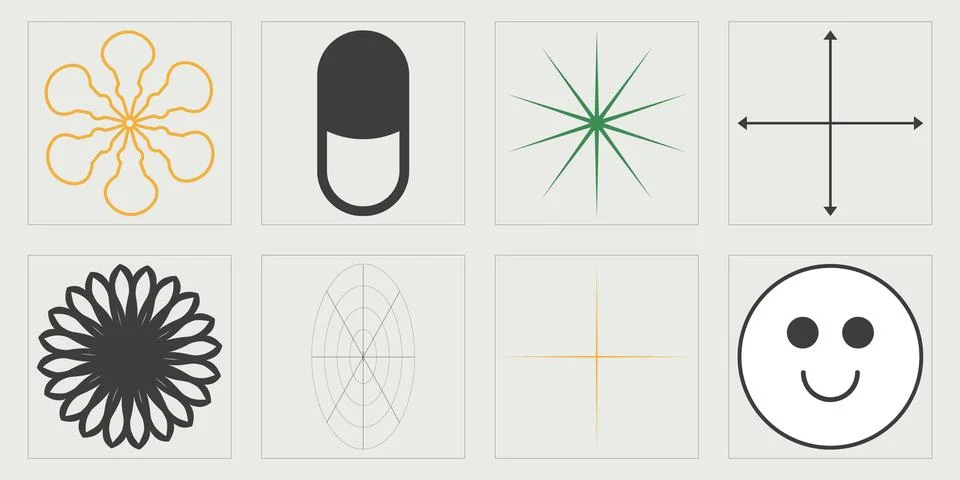 Collection of Y2K elements. Large set of retro objects for design. Modern Illustrazione stock