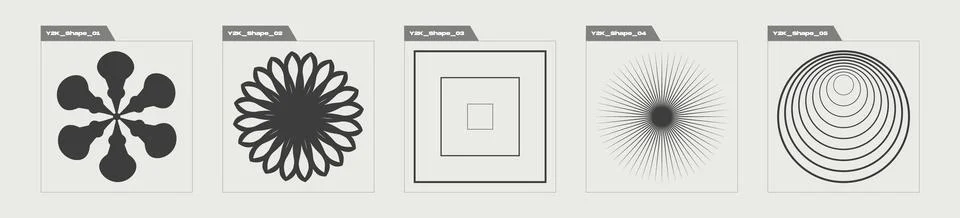 Collection of Y2K elements. Large set of retro objects for design. Templates for Stock Illustration