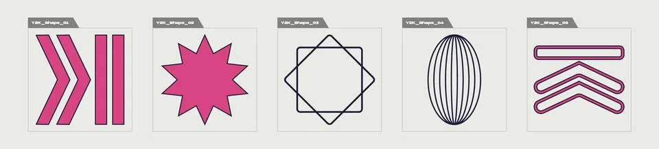 Collection of Y2K elements. Large set of retro objects for design. For modern T Stock Illustration