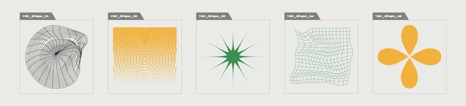 Collection of Y2K elements. Large set of retro objects for design. Flat Illustrazione stock