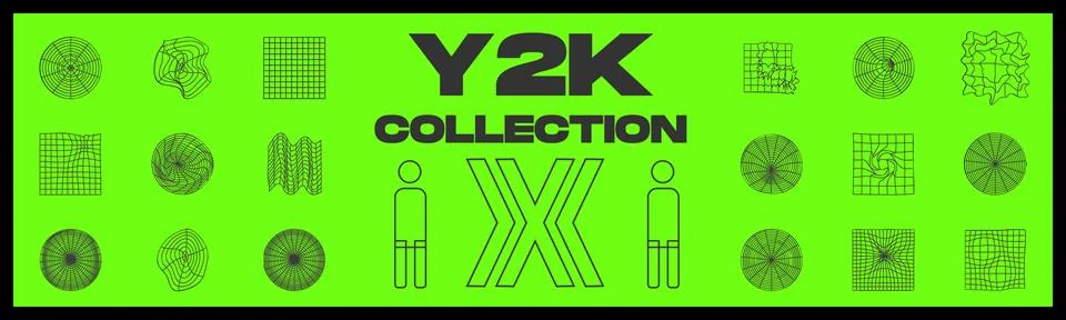 Collection of Y2K elements. Large set of retro objects for design. For modern T イラスト素材