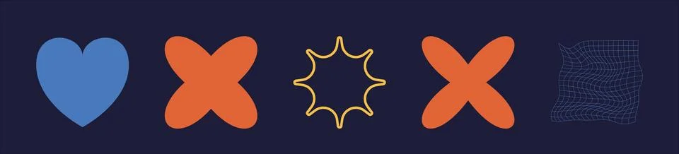 Collection of Y2K elements. Large set of retro objects for design. Modern Illustrazione stock