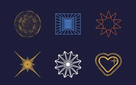 Collection of Y2K elements. Large set of retro objects for design. Modern Illustrazione stock