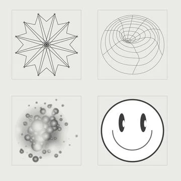 Collection of Y2K elements. Large set of retro objects for design. Elements for イラスト素材