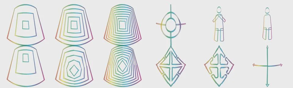Collection of Y2K elements. Minimalist geometric elements. Abstract bauhaus Illustrazione stock