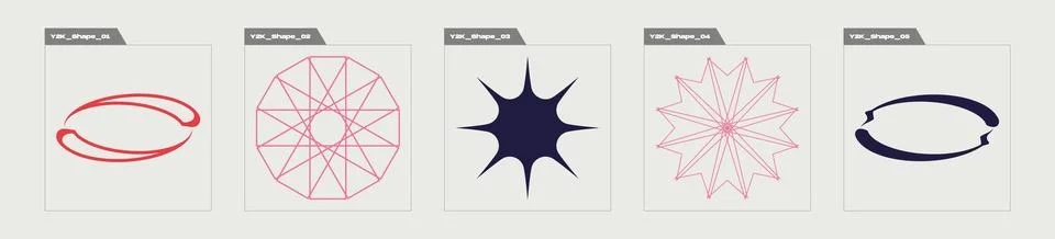 Collection of Y2K elements. Rave psychedelic retro futuristic set. Modern イラスト素材