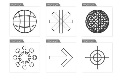 Collection of Y2K elements. Rave psychedelic retro futuristic set. Cyberpunk イラスト素材