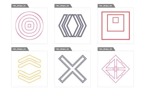 Collection of Y2K elements. Rave psychedelic retro futuristic set. Templates for イラスト素材