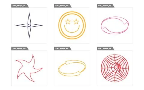 Collection of Y2K elements. Rave psychedelic retro futuristic set. Templates for 스톡 일러스트