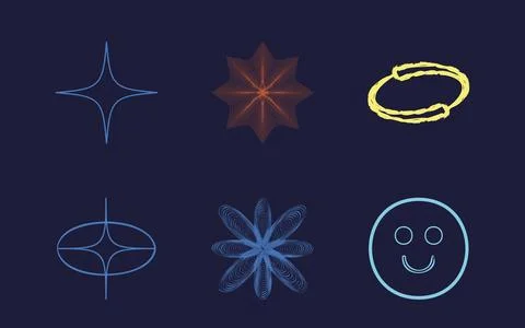 Collection of Y2K elements. Rave psychedelic retro futuristic set. Templates for Stock Illustration