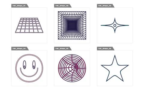 Collection of Y2K elements. Rave psychedelic retro futuristic set. For modern T Stock Illustration