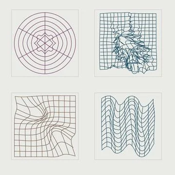 Collection of Y2K elements. Rave psychedelic retro futuristic set. Templates for イラスト素材