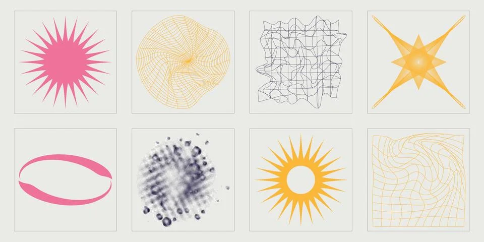 Collection of Y2K elements. Rave psychedelic retro futuristic set. For modern T イラスト素材