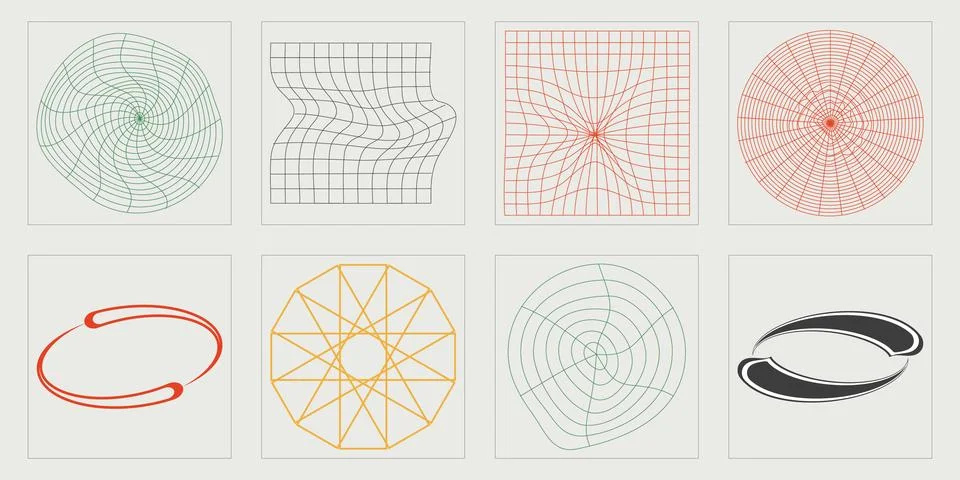 Collection of Y2K elements. Rave psychedelic retro futuristic set. Templates for Stock Illustration