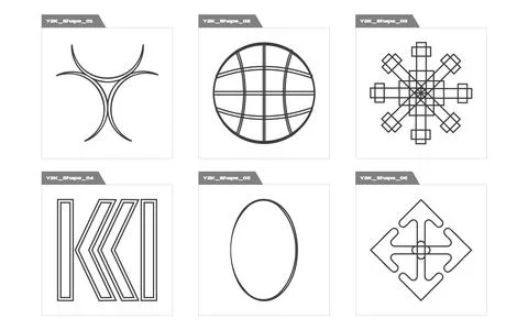 Collection of Y2K elements. Retro futuristic graphic ornaments. Elements for 스톡 일러스트