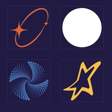Collection of Y2K elements. Retro futuristic graphic ornaments. Objects in y2k Stock Illustration
