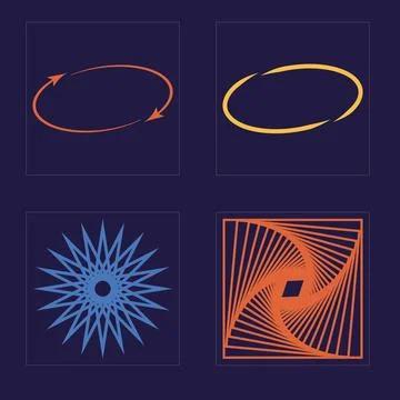 Collection of Y2K elements. Retro futuristic graphic ornaments. Templates for Illustrazione stock