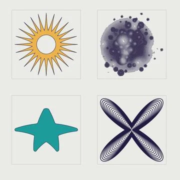Collection of Y2K elements. Retro futuristic graphic ornaments. Flat minimalist Stock Illustration