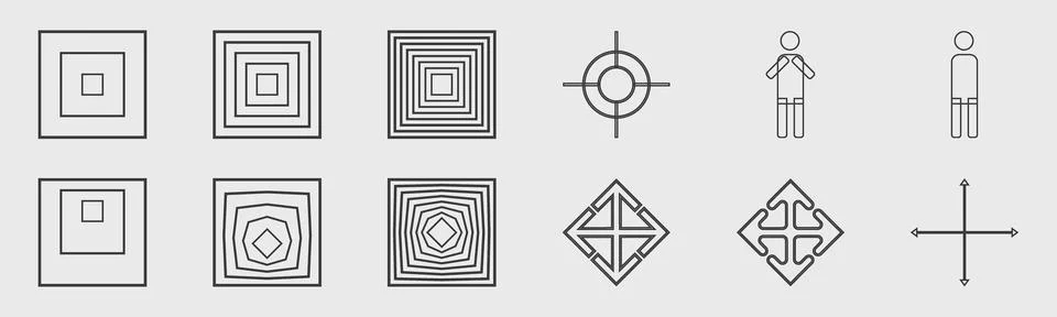 Collection of Y2K elements. Trendy geometric design elements. Abstract bauhaus Illustrazione stock