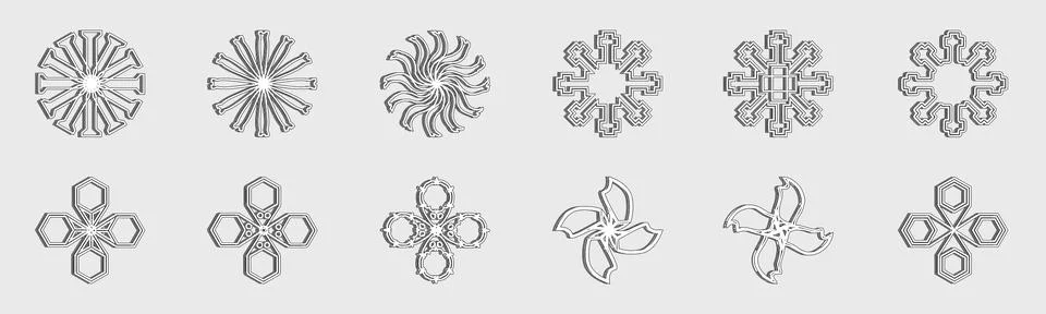 Collection of Y2K elements. Trendy geometric design elements. ornaments for Stock Illustration