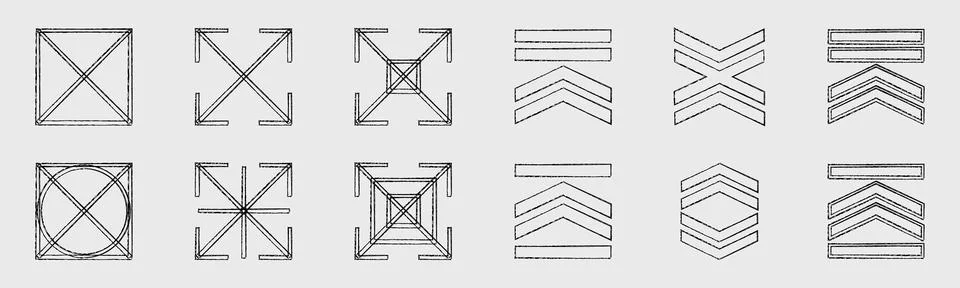 Collection of Y2K elements. Trendy geometric design elements. Simple shapes Stock Illustration
