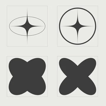 Collection of Y2K elements. Trendy geometric postmodern figures. Flat minimalist イラスト素材