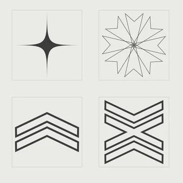 Collection of Y2K elements. Trendy geometric postmodern figures. For modern T Stock Illustration