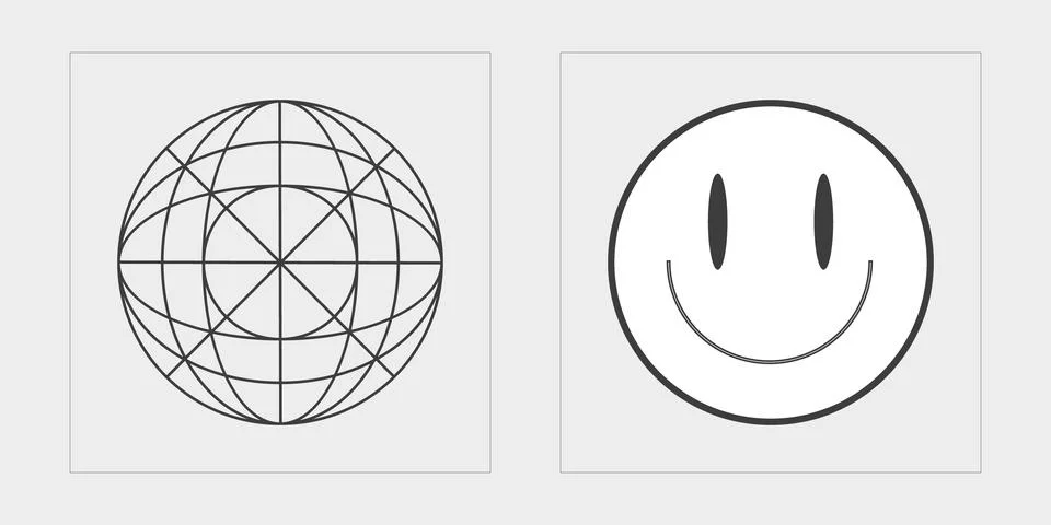 Collection of Y2K elements. Trendy geometric postmodern figures. For modern T イラスト素材