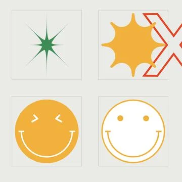 Collection of Y2K elements. Trendy geometric postmodern figures. Elements for Stock Illustration