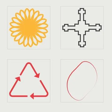 Collection of Y2K elements. Trendy geometric postmodern figures. Elements for Illustrazione stock