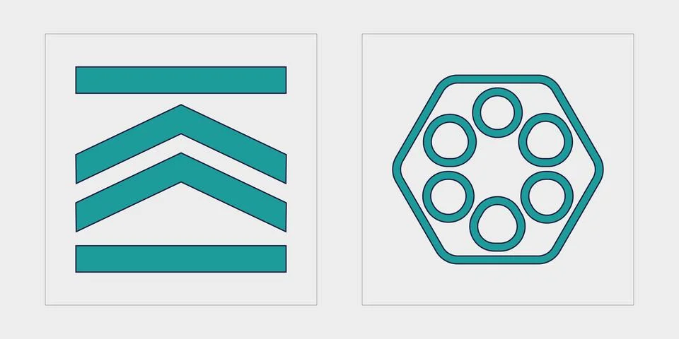 Collection of Y2K elements. Trendy geometric postmodern figures. Cyberpunk Stockillustratie