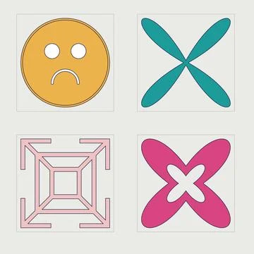 Collection of Y2K elements. Trendy geometric postmodern figures. For modern T Stock Illustration