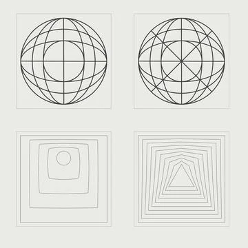 Collection of Y2K elements. Trendy geometric postmodern figures. Objects in y2k Illustrazione stock