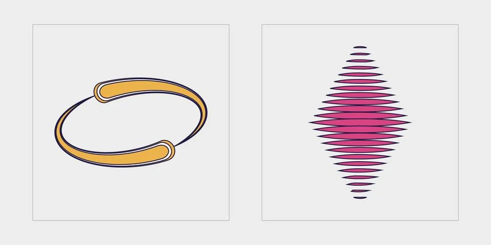 Collection of Y2K elements. Trendy geometric postmodern figures. Flat minimalist 스톡 일러스트