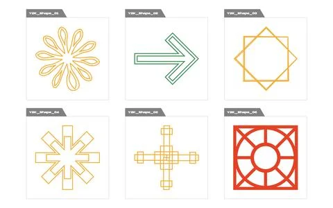 Collection of Y2K elements. Trendy geometric postmodern figures. Elements for Illustrazione stock