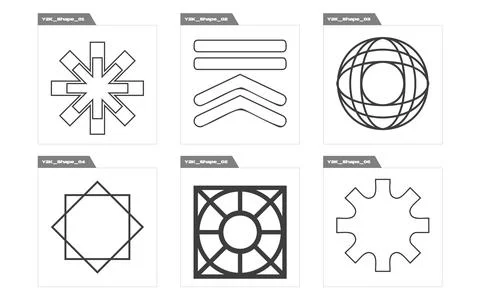 Collection of Y2K elements. Trendy geometric postmodern figures. Templates for Stock Illustration