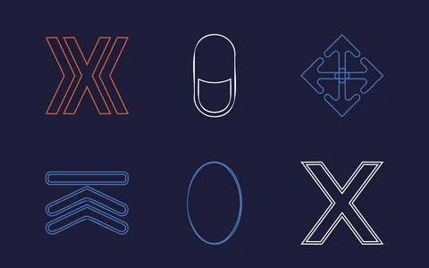Collection of Y2K elements. Trendy geometric postmodern figures. Flat minimalist Stock Illustration