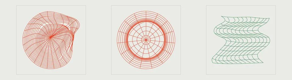 Collection of Y2K elements. Trendy geometric postmodern figures. Elements for Stock Illustration