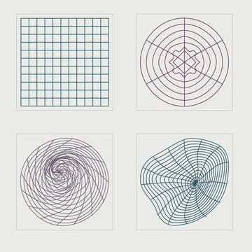 Collection of Y2K elements. Trendy geometric postmodern figures. Modern abstract Stock Illustration