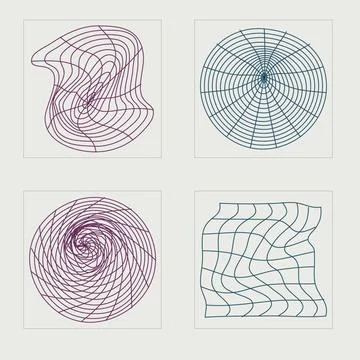 Collection of Y2K elements. Trendy geometric postmodern figures. For modern T Stock Illustration