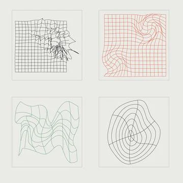 Collection of Y2K elements. Trendy geometric postmodern figures. Modern abstract 스톡 일러스트