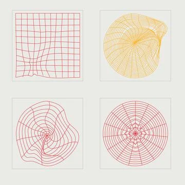 Collection of Y2K elements. Trendy geometric postmodern figures. Objects in y2k 스톡 일러스트