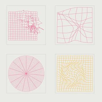 Collection of Y2K elements. Trendy geometric postmodern figures. Templates for Stock Illustration