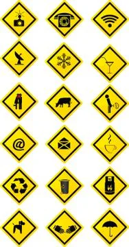 Collection of yellow rectangular signs Stock Illustration