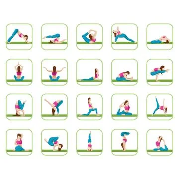 Collection Of Yoga Poses 스톡 일러스트