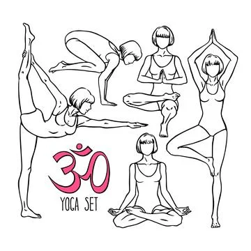 Collection of yoga poses 库存插图