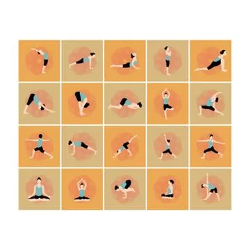 Collection Of Yoga Postures 스톡 일러스트