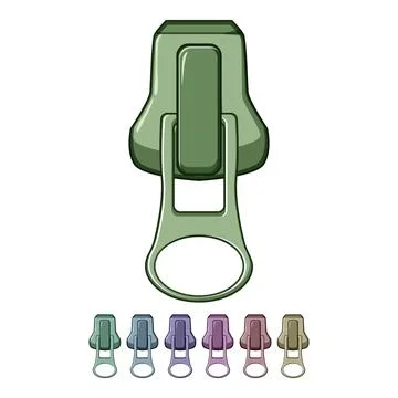 Collection zipper puller cartoon vector graphic Stock Illustration
