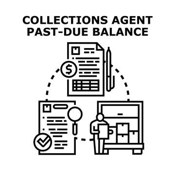 Collections agent managing past due balance debts Stock Illustration