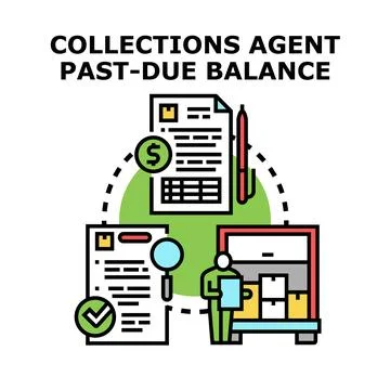 Collections agent managing past due balance debts Stock Illustration